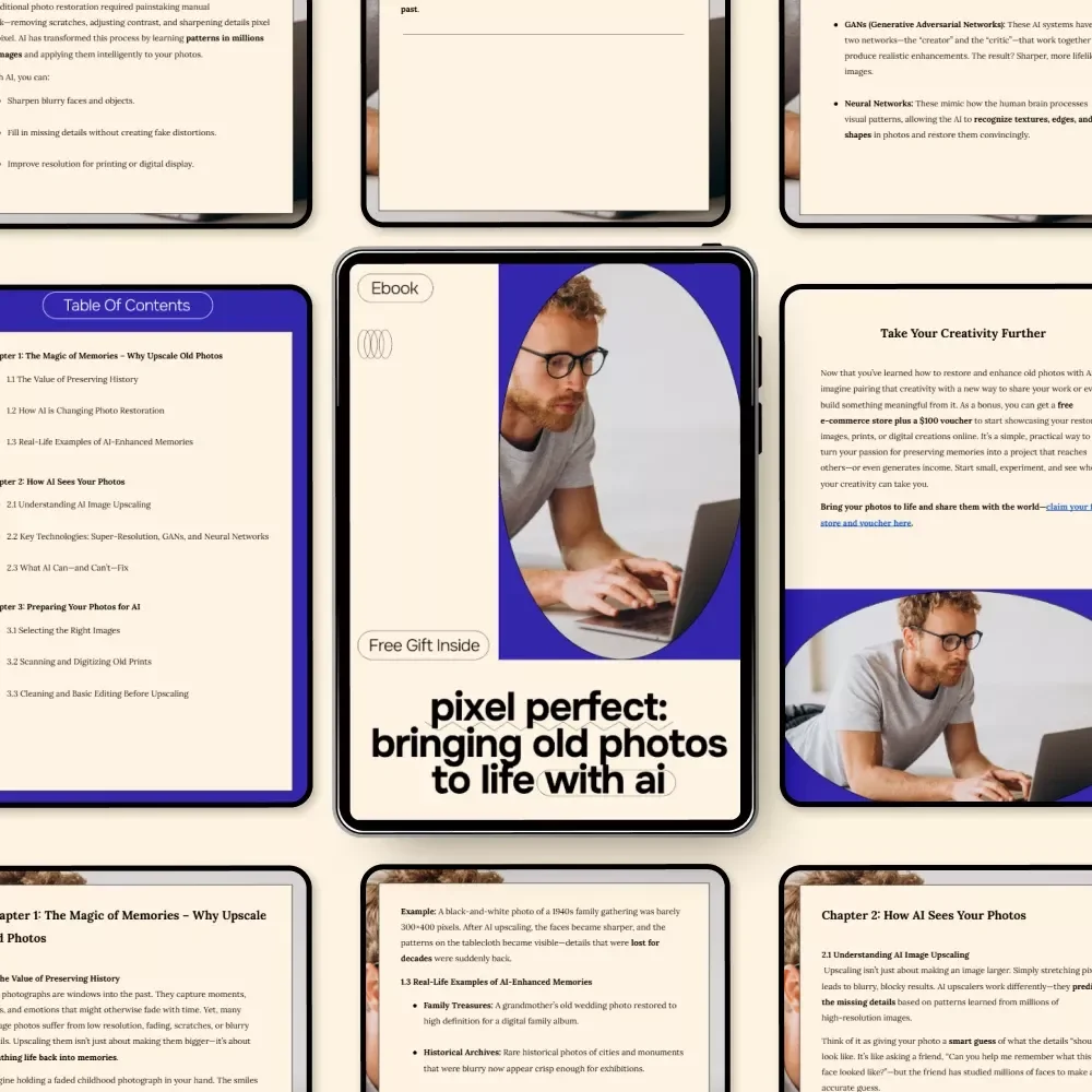 Pixel Perfect: Bringing Old Photos to Life with AI – The Ultimate eBook Guide on AI for Upscaling Old Photos