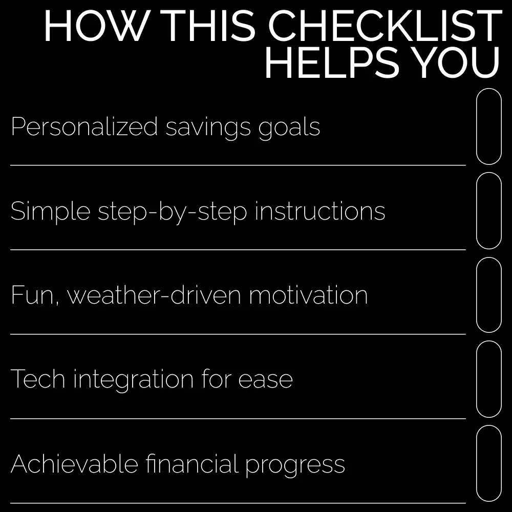Hot or Cold Savings Challenge – Temperature-Based Savings Goal Challenge Checklist