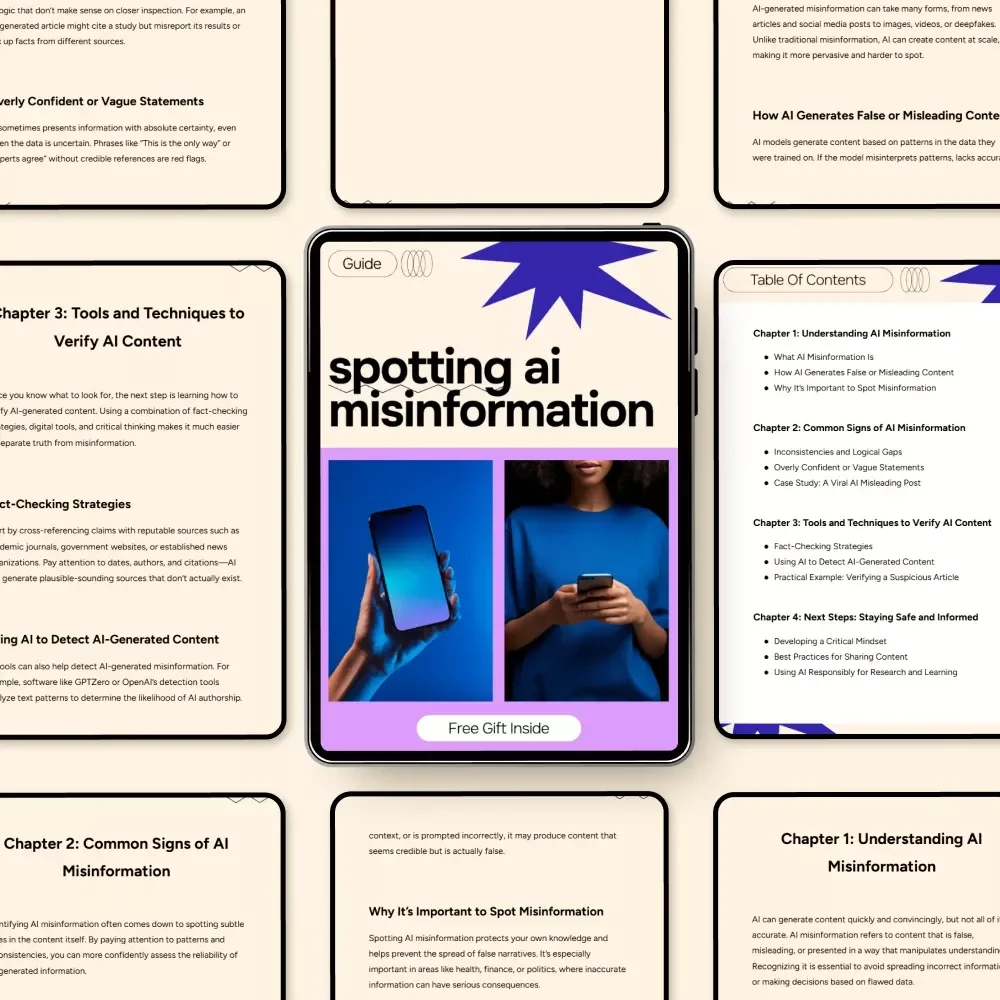 Spotting AI Misinformation | Digital Guide to Identifying False AI Content, Fact-Checking Strategies, Media Literacy eBook, Online Safety Checklist