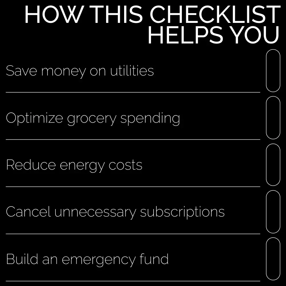 Checklist: Slash Your Household Bills - Save Money on Utilities, Groceries, Subscriptions & More