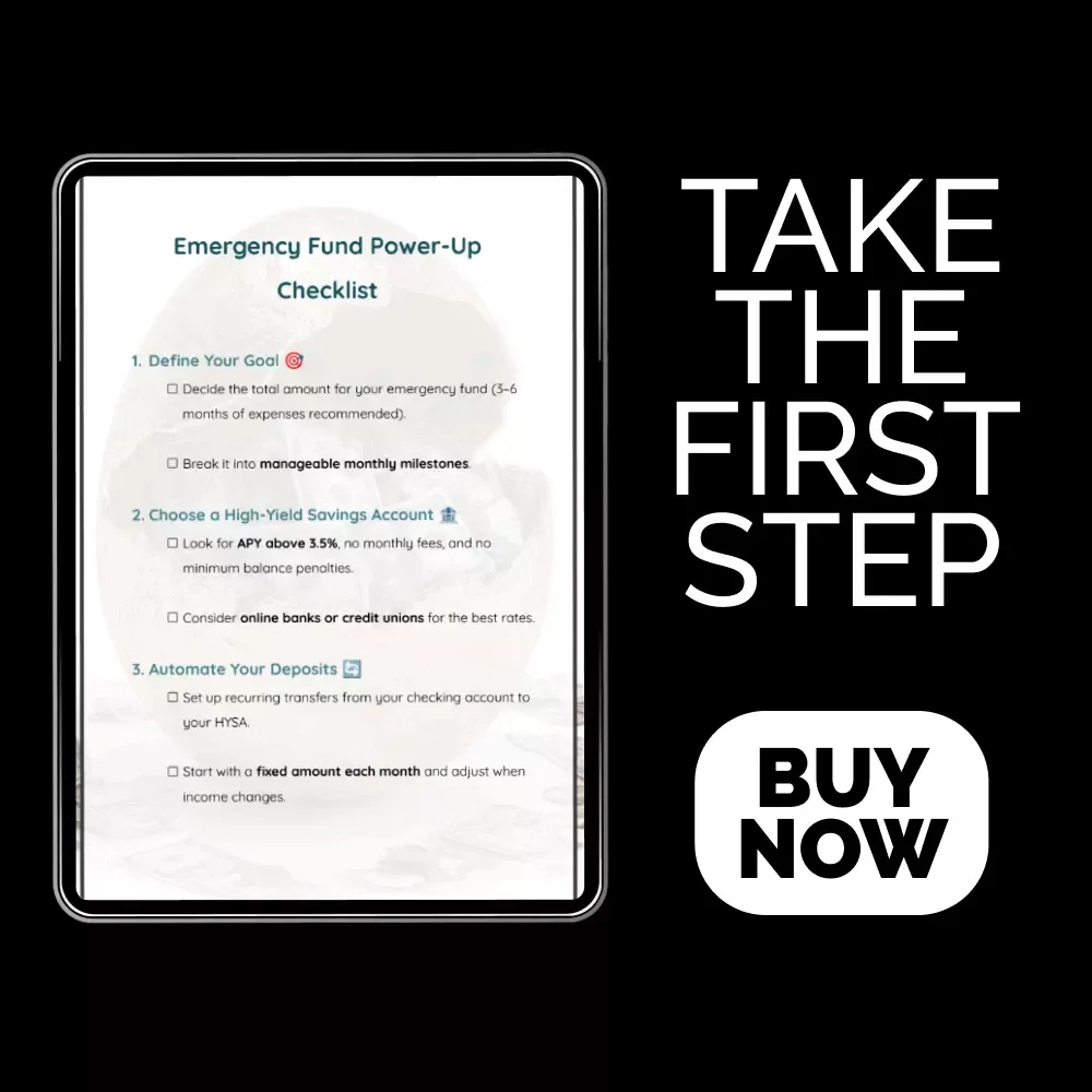 Emergency Fund Power-Up Checklist | High Yield Savings Account for Emergency Fund | Financial Preparedness Printable | Budget Planner Tool | Digital Download