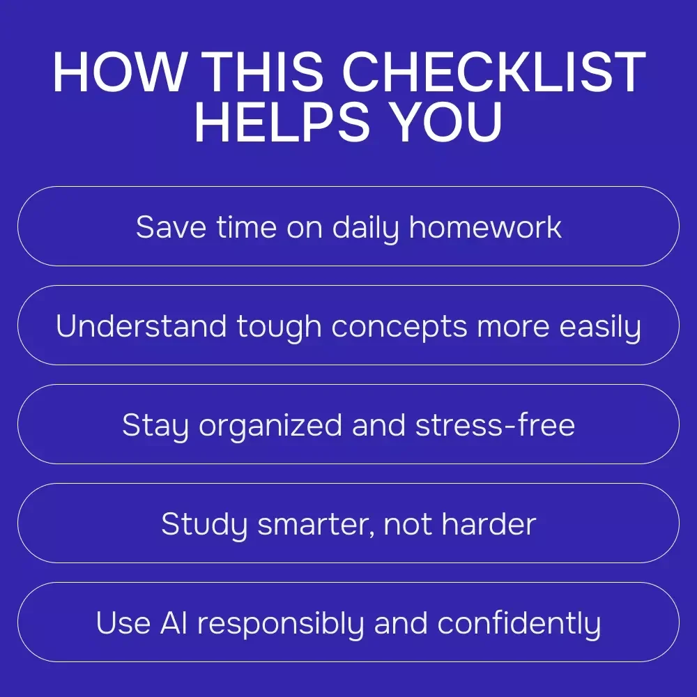 Homework Made Smarter with AI | Student Homework Checklist | AI for Students Homework Help | Study Smarter Digital Download
