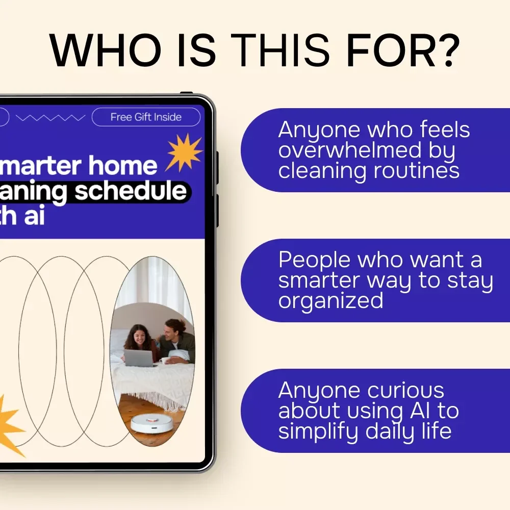 A Smarter Home Cleaning Schedule with AI – Digital Download Guide, AI Home Cleaning Schedule Planner, Smart Cleaning Routine eBook, Printable Checklist, Instant Download