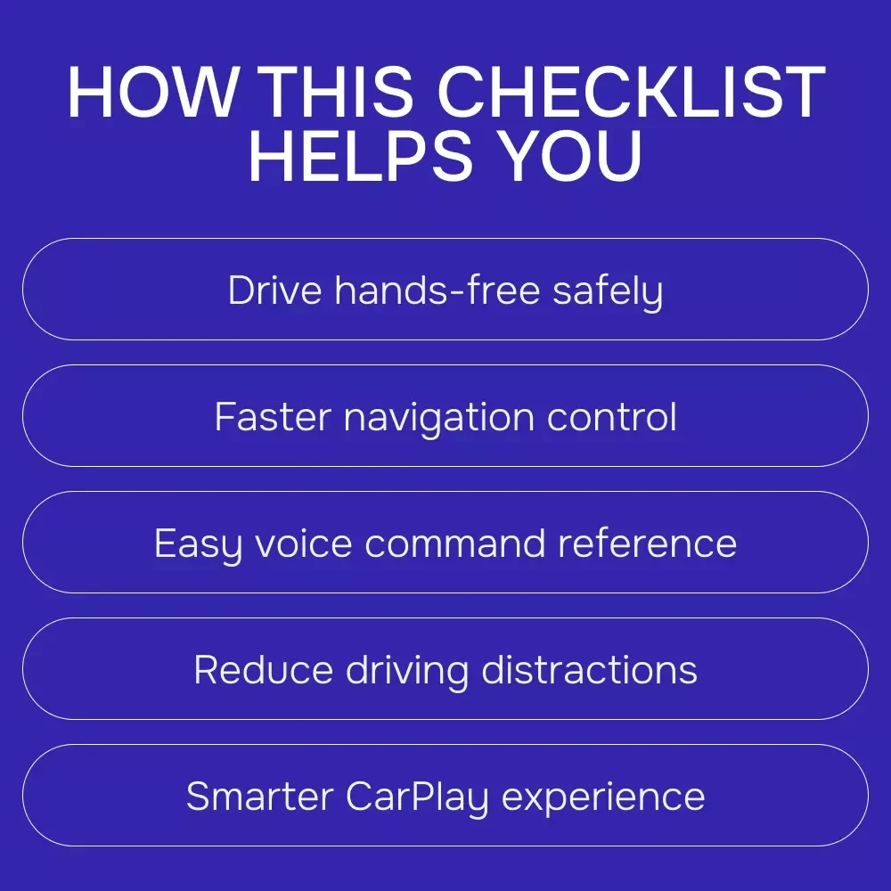 Siri Voice Commands for CarPlay Checklist | Hands-Free Driving Guide | Easy Siri Voice Commands for CarPlay Download