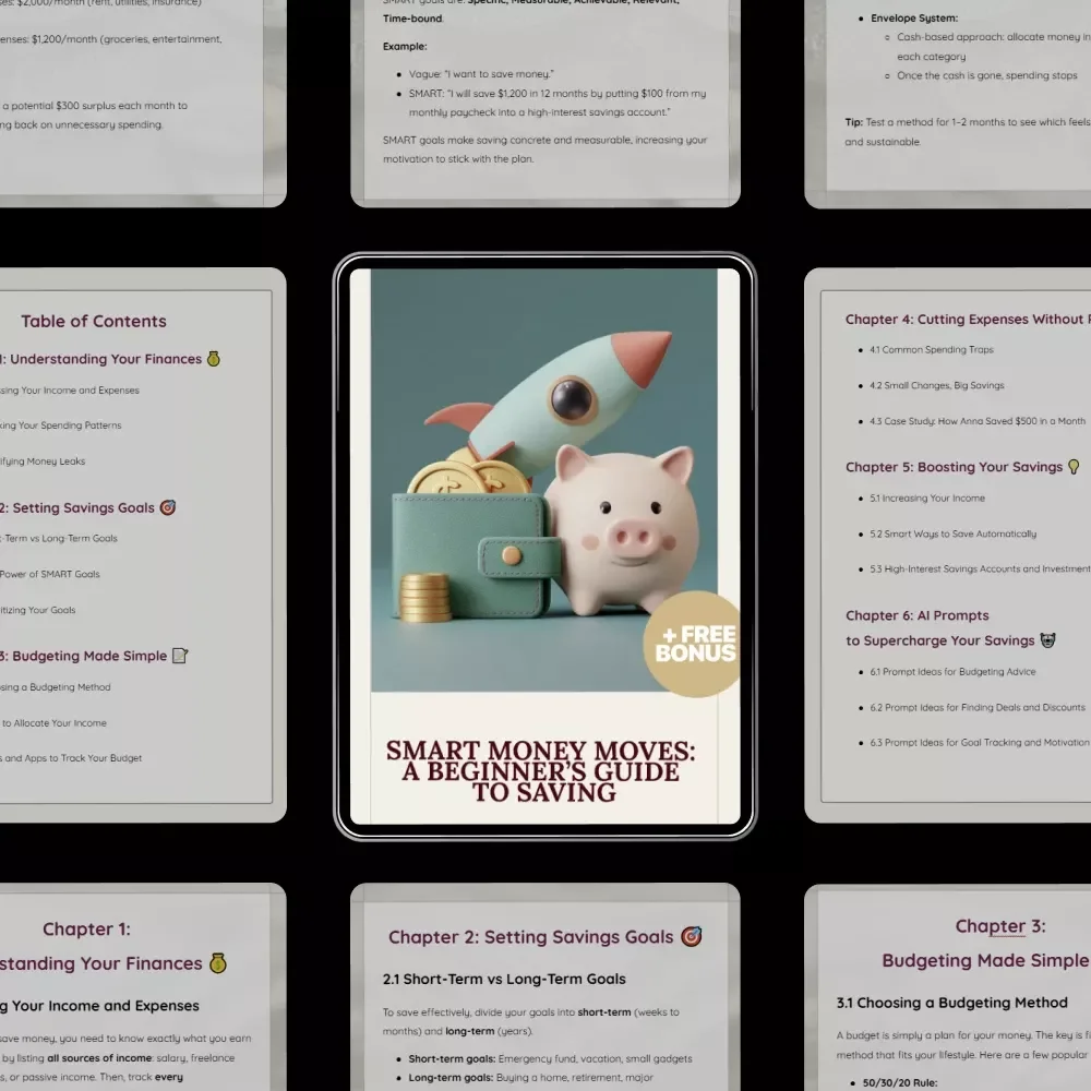 Smart Money Moves: A Beginner’s Guide to Saving – Practical Ebook on How to Start Saving Money, Budgeting Tips & Simple Savings Plan for Beginners