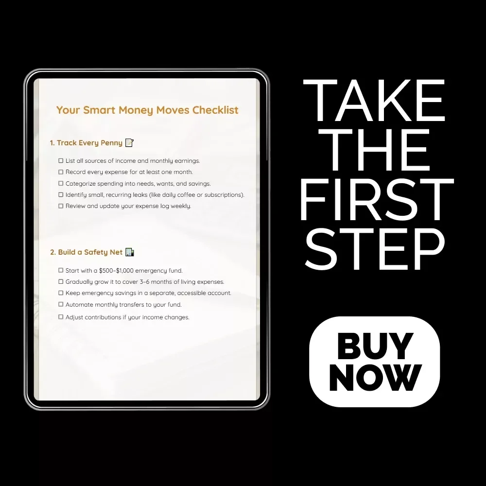 Your Smart Money Moves Checklist – Budgeting and Saving Planner, Personal Finance Digital Download, Printable Money Management Guide
