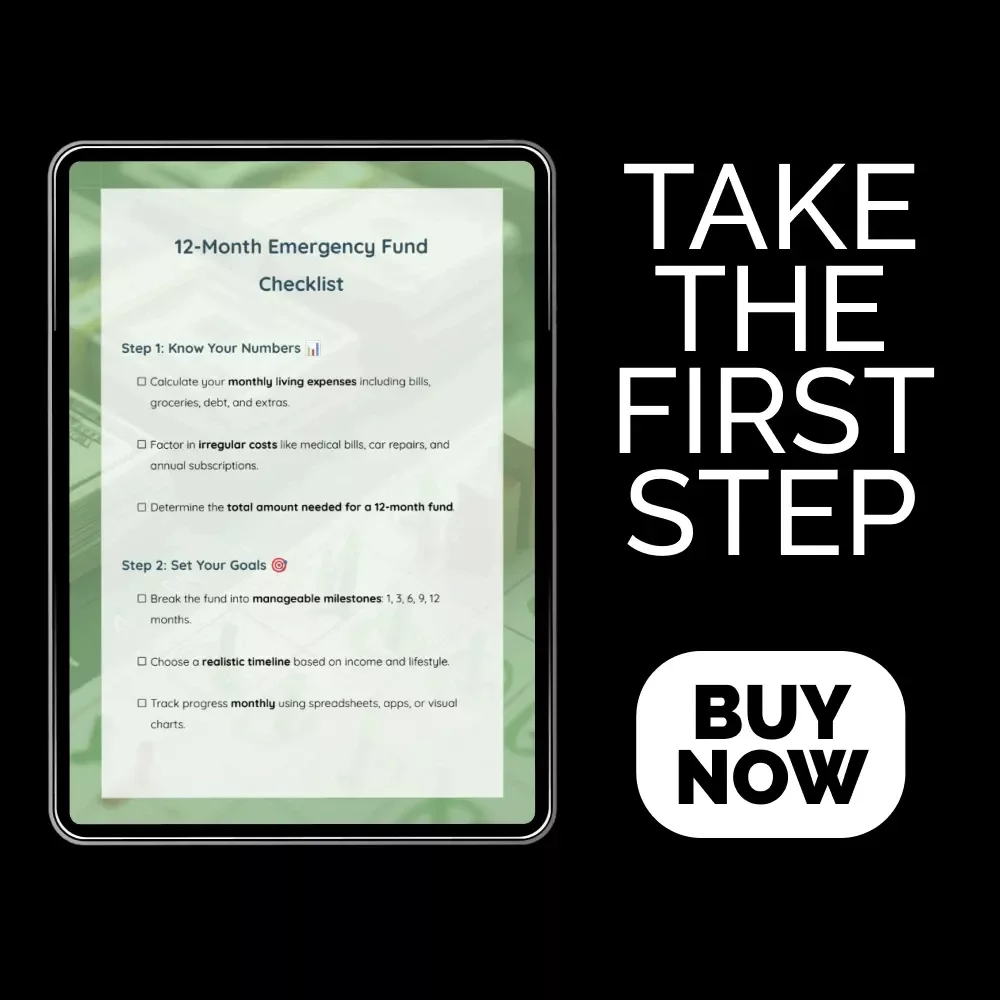 12-Month Emergency Fund Checklist | 12 month emergency fund how to build Printable Savings Planner & Financial Preparedness Guide