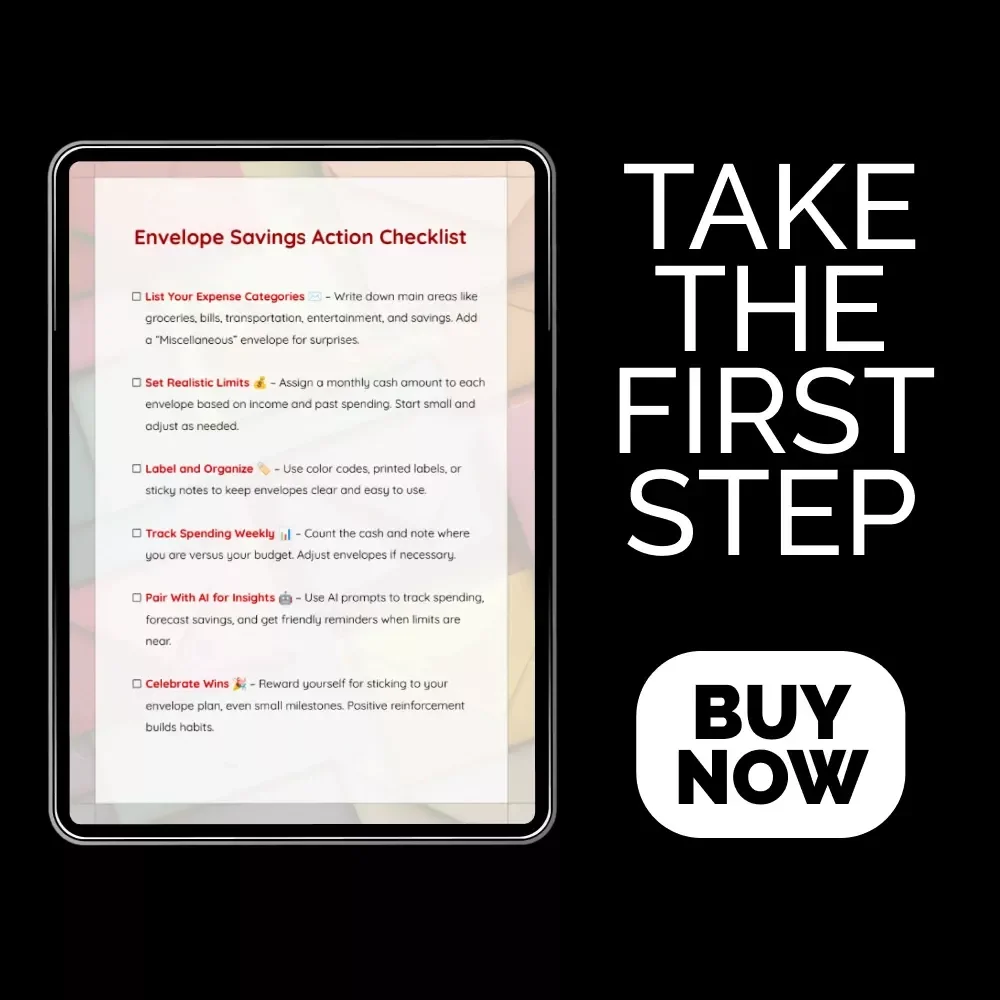 Envelope Savings Action Checklist – Simple and Effective Way to Save Money with Cash Envelopes