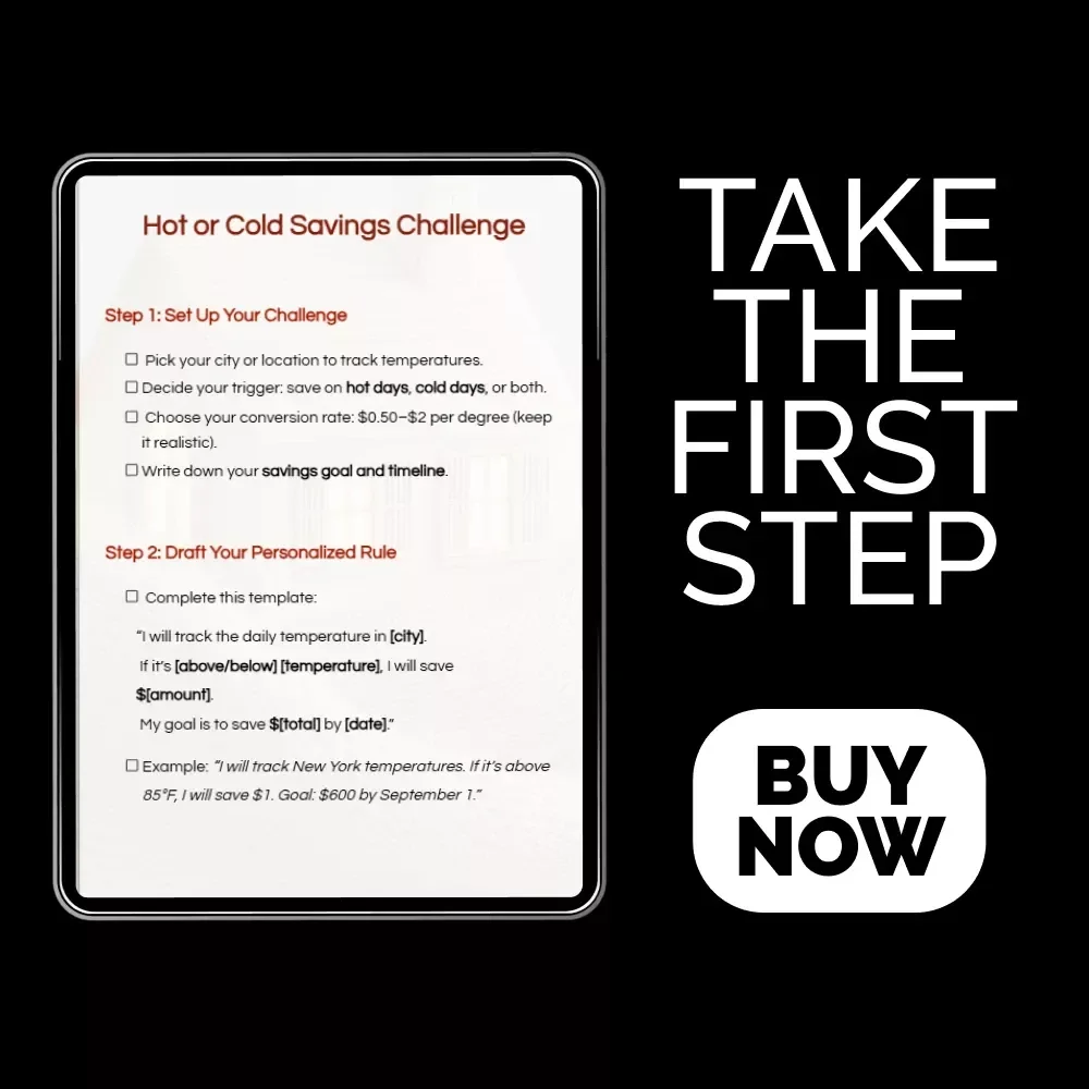 Hot or Cold Savings Challenge – Temperature-Based Savings Goal Challenge Checklist