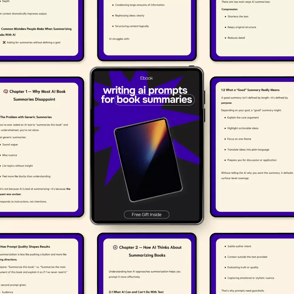Writing AI Prompts for Book Summaries – Practical eBook Guide to Creating an ai prompt for summarizing a book, Smarter Reading, Better AI Results