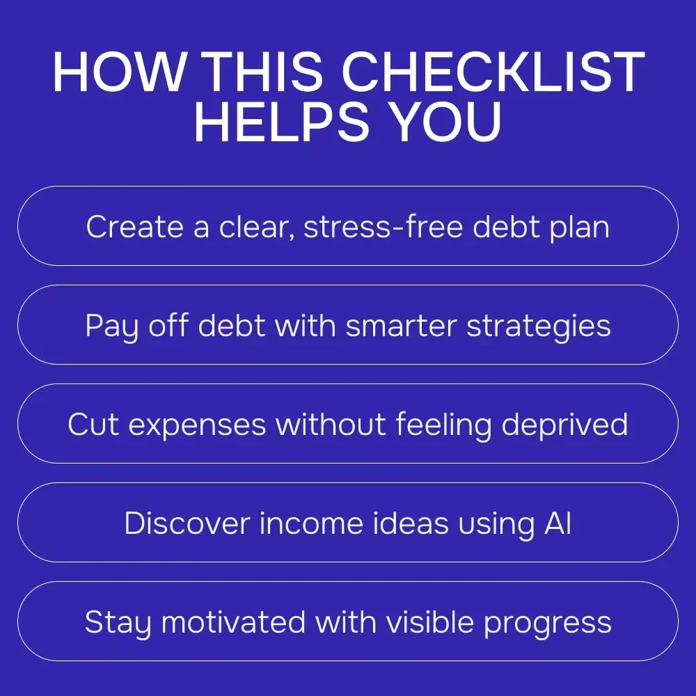 AI-Powered Debt Escape Checklist – Smart Debt Payoff Planner, AI Budgeting Guide, Digital Download for Financial Freedom & Side Hustle Growth