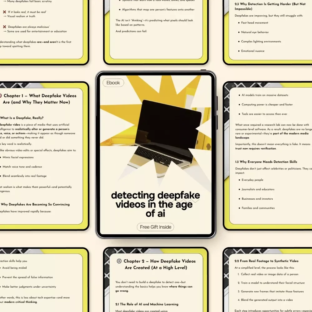 Detecting Deepfake Videos in the Age of AI | Practical eBook Guide on deepfake videos how to detect, Media Literacy & AI Awareness