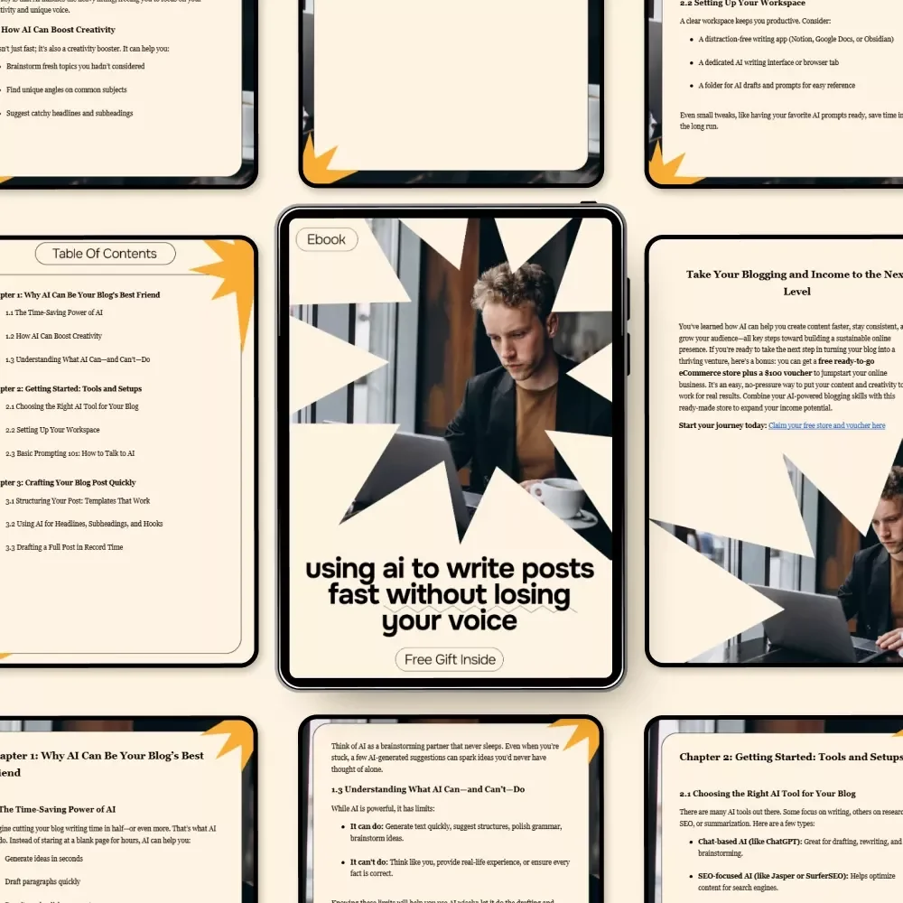 Using AI to Write Posts Fast Without Losing Your Voice – Ultimate eBook Guide for AI for Writing a Blog Post Fast, Boost Creativity, and Save Time