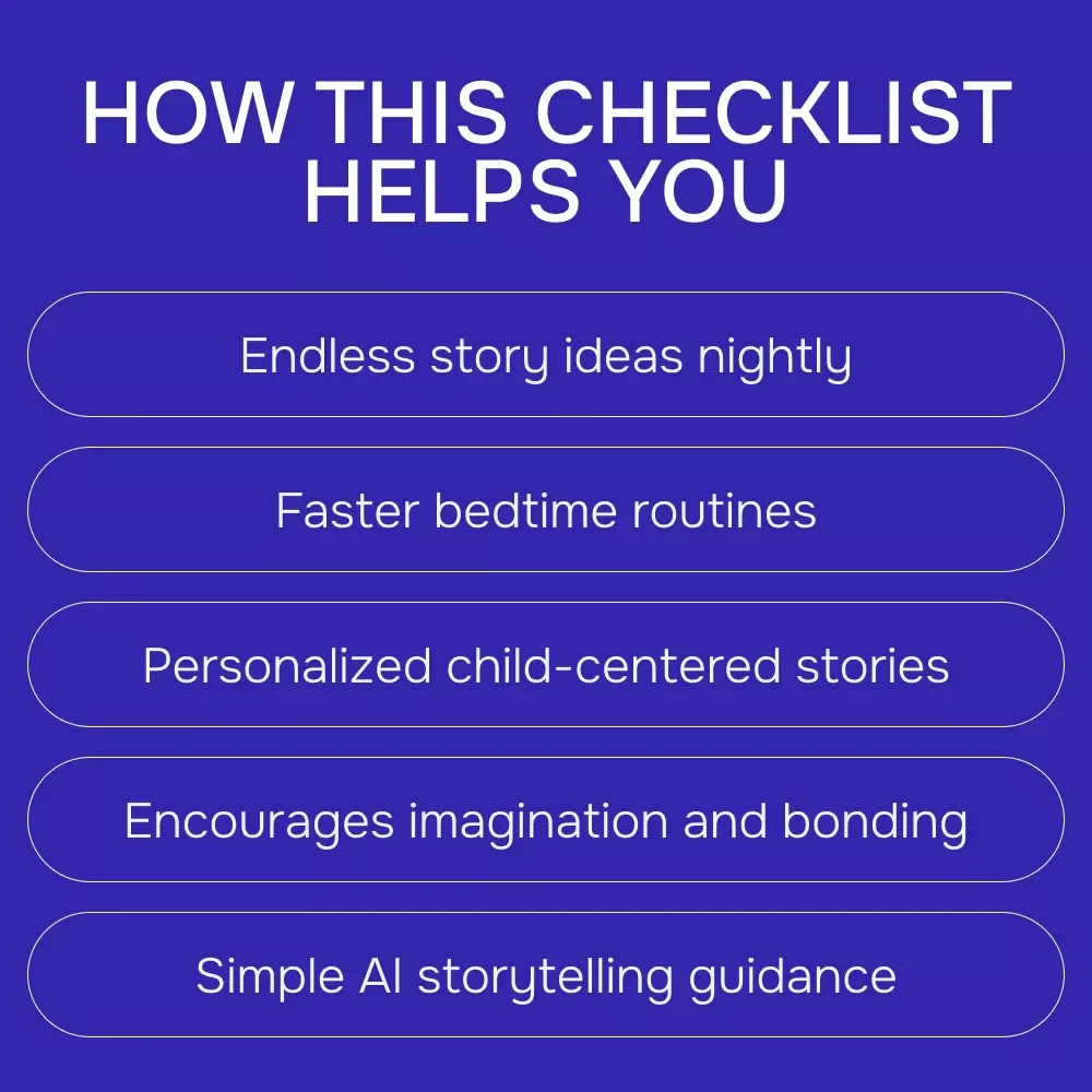 Magical Bedtime Stories with AI – Printable Checklist for ai for generating bedtime stories for kids, Nightly Story Prompts, Calm & Creative Bedtime Routine Tool