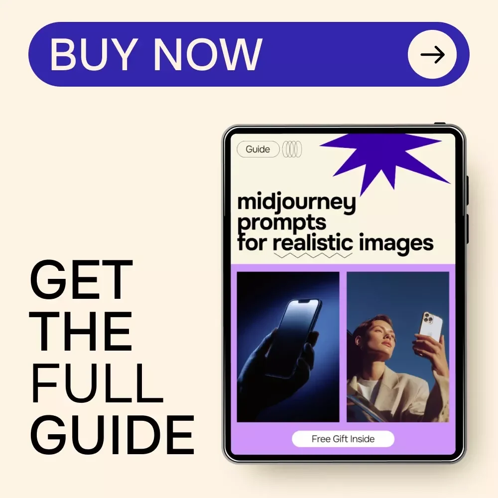 MidJourney Prompts for Realistic Images – Pro Guide to midjourney prompts for realistic images, Photorealistic AI Art, Digital Download for Creators
