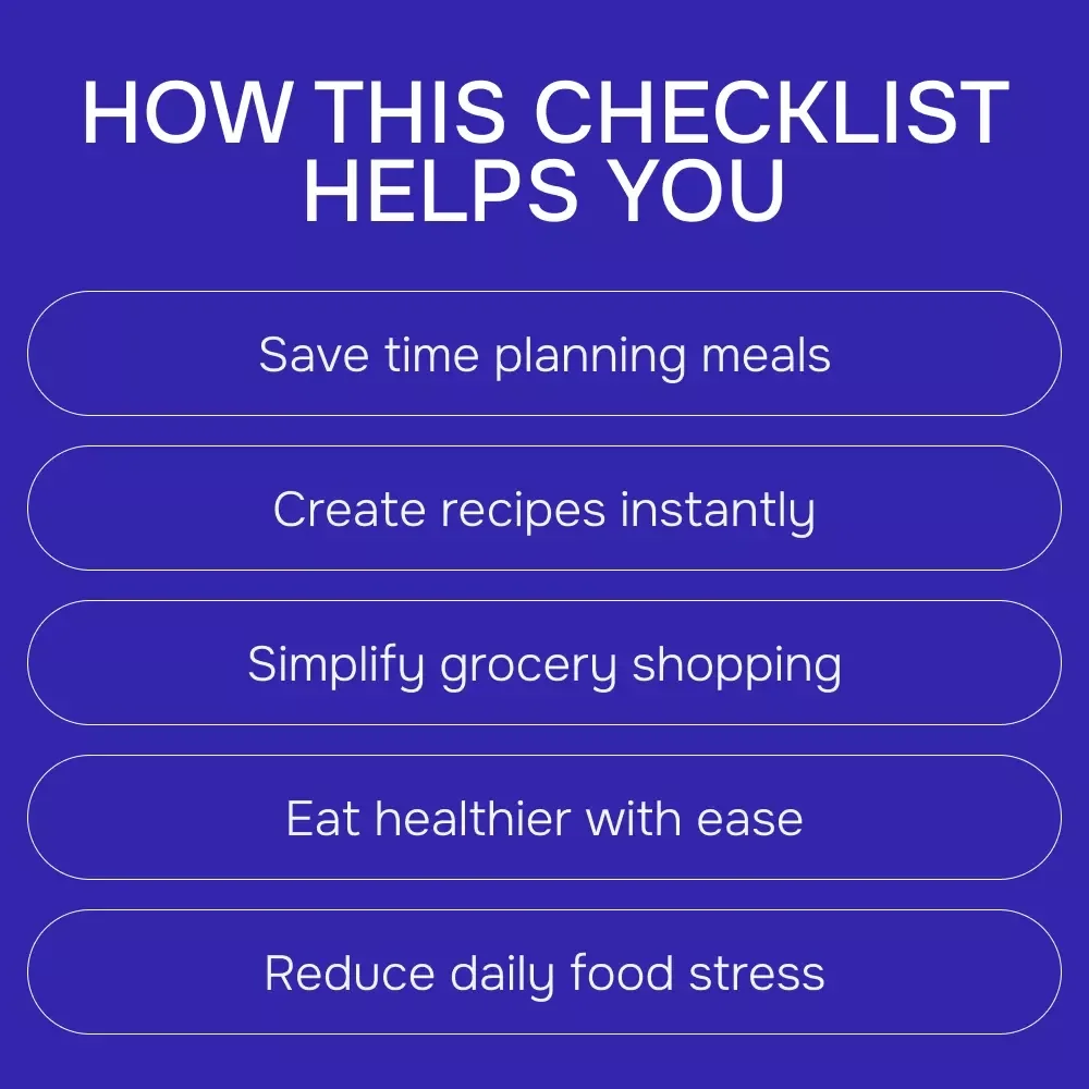Smart Meal Planning | AI Meal Planning Checklist for Busy Families & Healthy Eating | Smart Kitchen System Using ai for meal planning and recipes