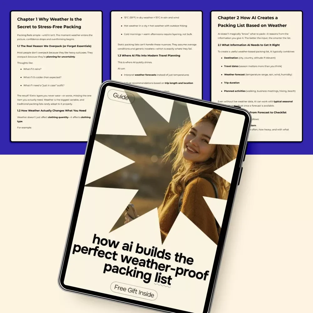 How AI Builds the Perfect Weather-Proof Packing List – Smart Travel Guide Using AI for Creating a Packing List Based on Weather | Digital Download