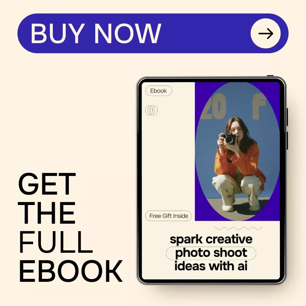 Spark Creative Photo Shoot Ideas with AI – Ebook Guide for ai for generating ideas for a photo shoot, Photography Inspiration, Creative Prompts, Digital Download
