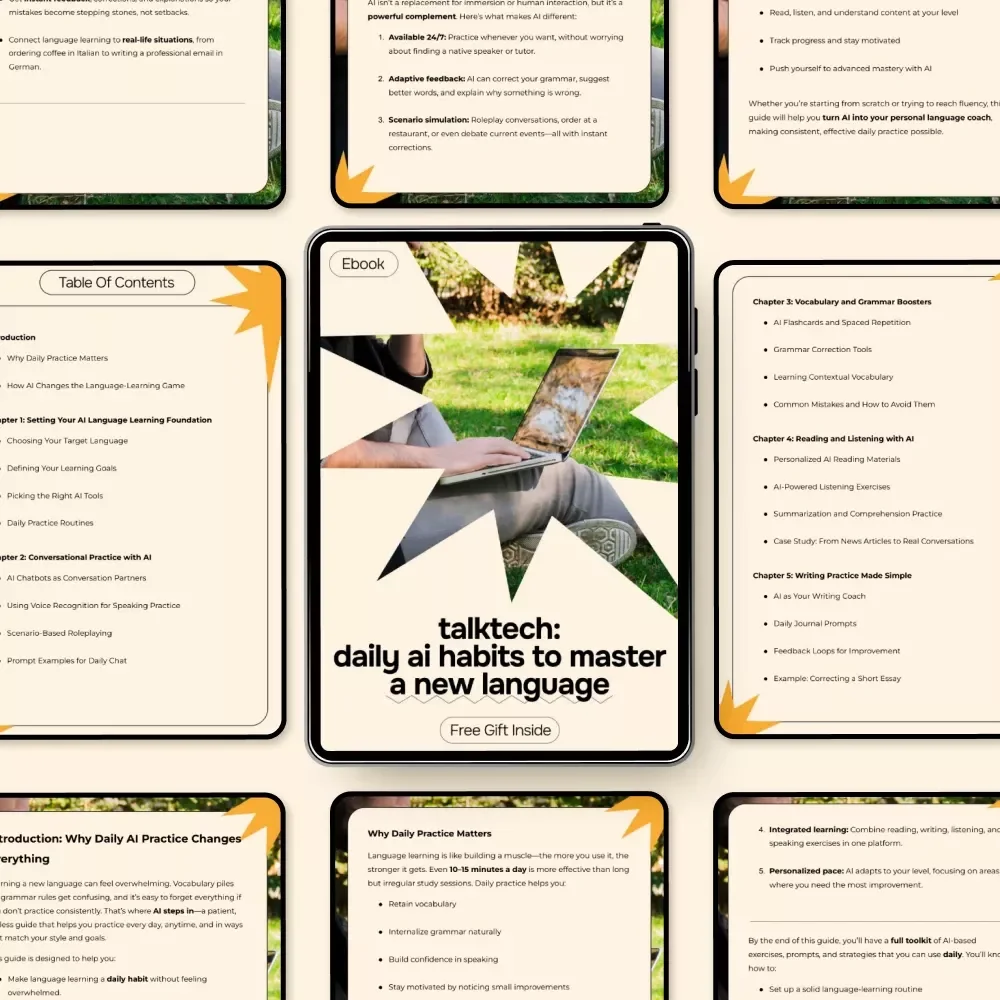 TalkTech: Daily AI Habits to Master a New Language – AI for Practicing a New Language Daily eBook Guide