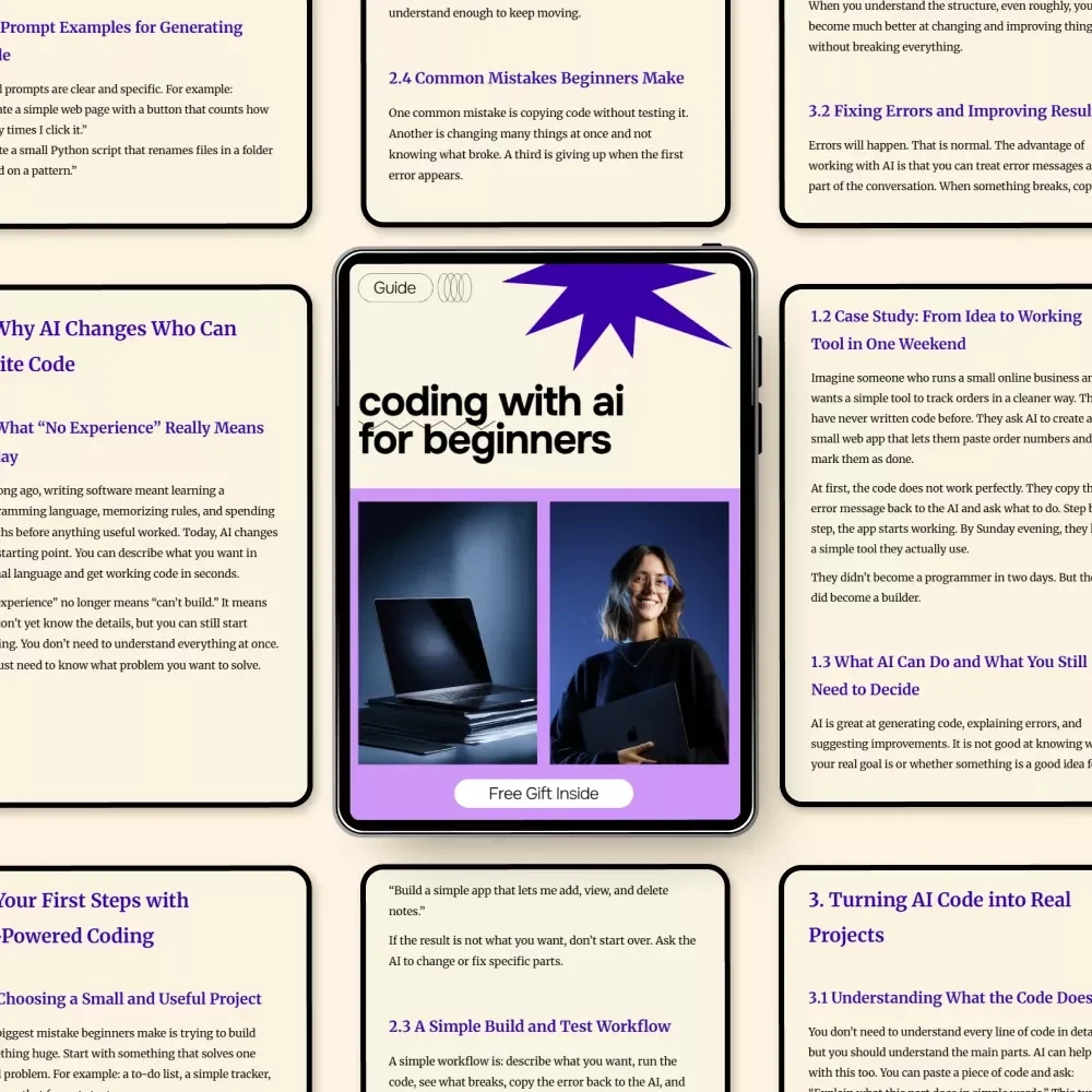Coding with AI for Beginners – Practical Guide to ai for writing code without experience, Build Real Projects Fast, Step-by-Step Digital Download