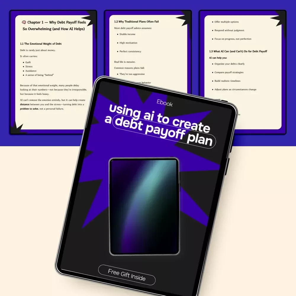 Using AI to Create a Debt Payoff Plan | Smart Money eBook for Stress-Free Debt Freedom | Digital Download Guide
