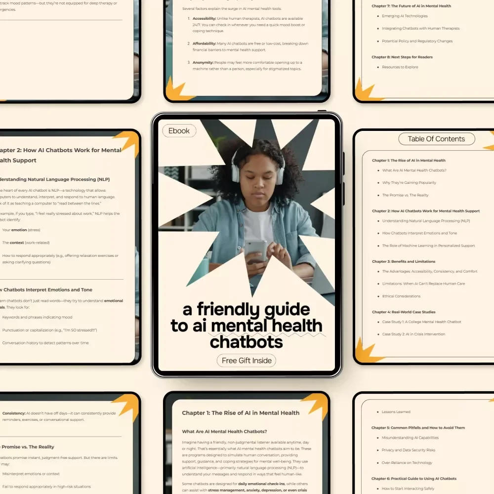 A Friendly Guide to AI Mental Health Chatbots – Digital Download eBook, Practical Checklist & Expert Guide to AI Therapy, NLP, Accessibility, Ethical AI, Personalized Support, Crisis Intervention