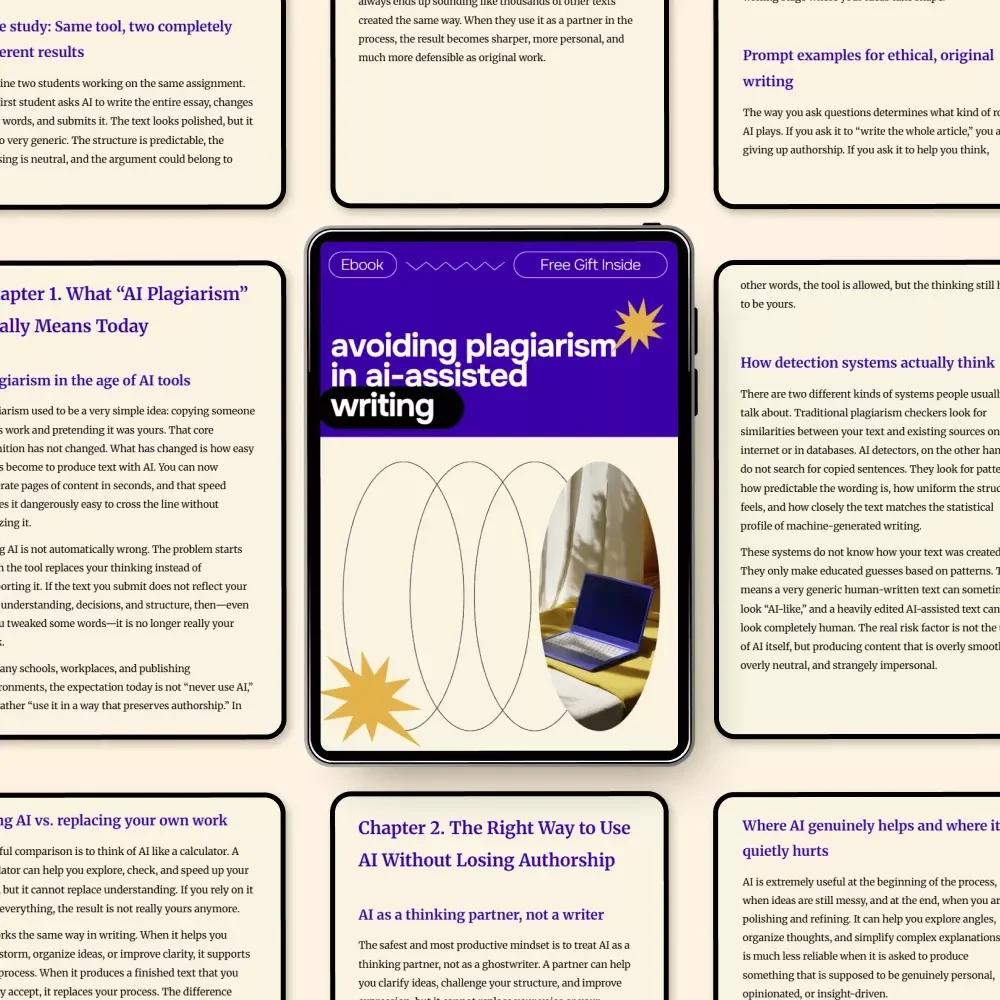 Avoiding Plagiarism in AI-Assisted Writing Ebook – How to Avoid AI Plagiarism Detection, Ethical AI Writing Guide, Original Content Workflow for Writers & Creators