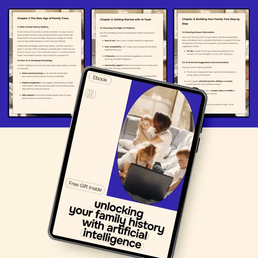 Unlocking Your Family History with Artificial Intelligence – Practical Ebook Guide to ai for creating a family tree, Smart Genealogy, Digital Family Tree Building