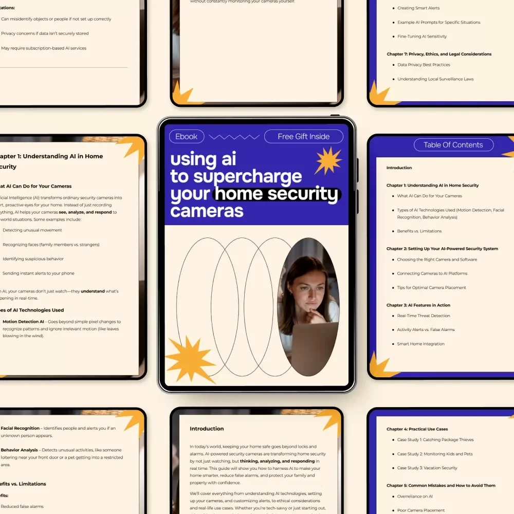 Using AI to Supercharge Your Home Security Cameras – Ultimate Digital Guide, eBook & Checklist for Smart Home Safety, AI Threat Detection, Motion Detection, Facial Recognition, and Practical Security Tips