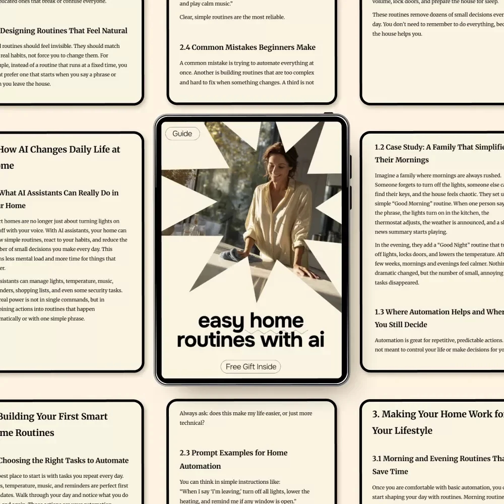 Easy Home Routines with AI – Smart Home Routines with AI Assistants Guide for Simple Automation, Time-Saving Daily Systems & Modern Living