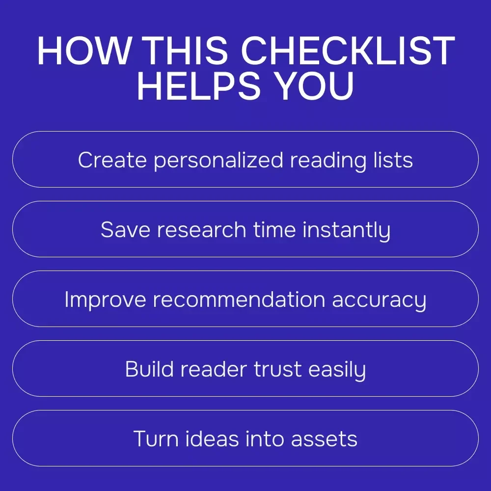 Using AI to Create a Personalized Book Recommendation List – Practical Checklist for ai for creating a personalized book recommendation list, Readers, Bloggers & Educators