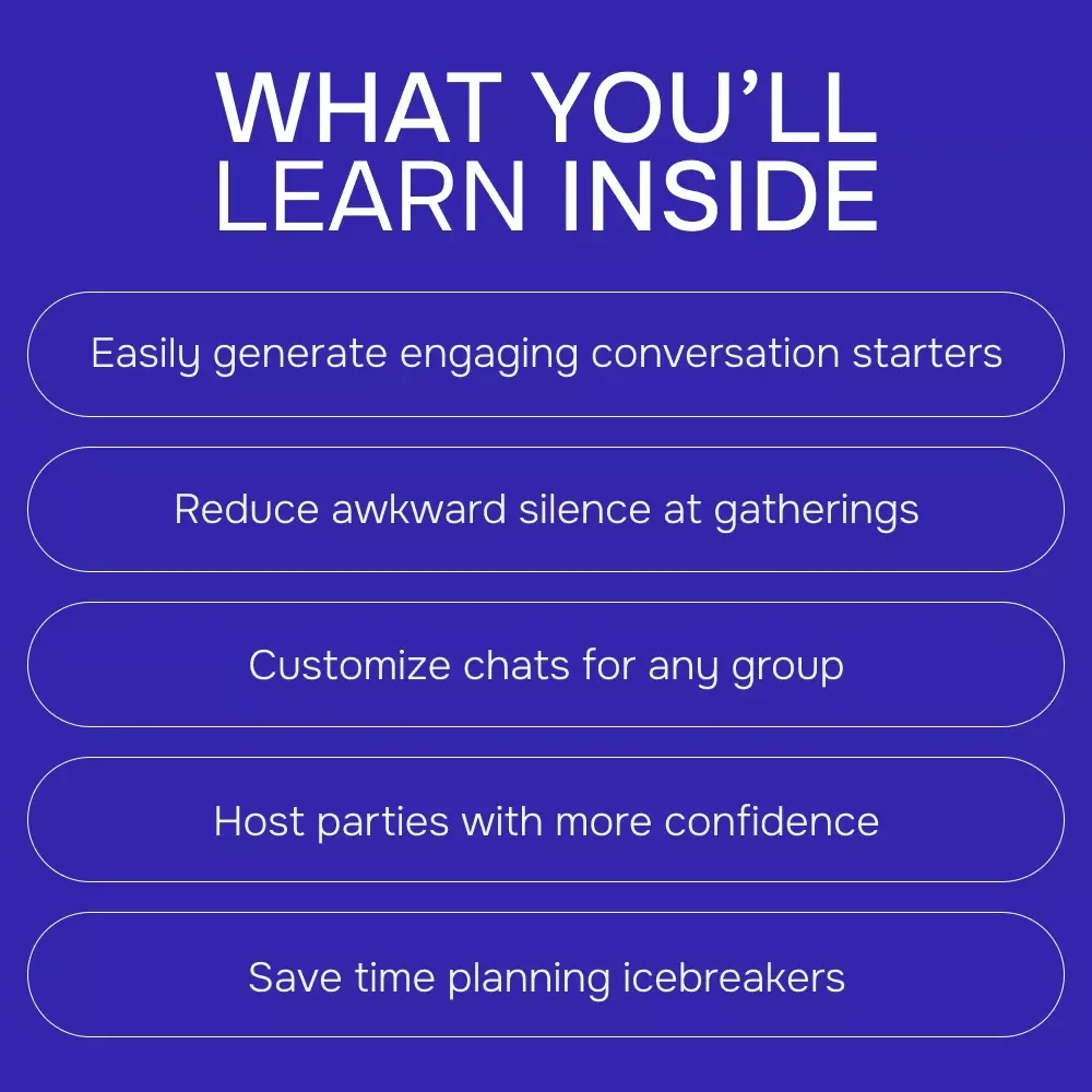AI Party Starter: How to Spark Conversations with a Click – Ebook Guide to AI for Generating Conversation Starters for a Party, Hosting Icebreakers, Smart Party Planning