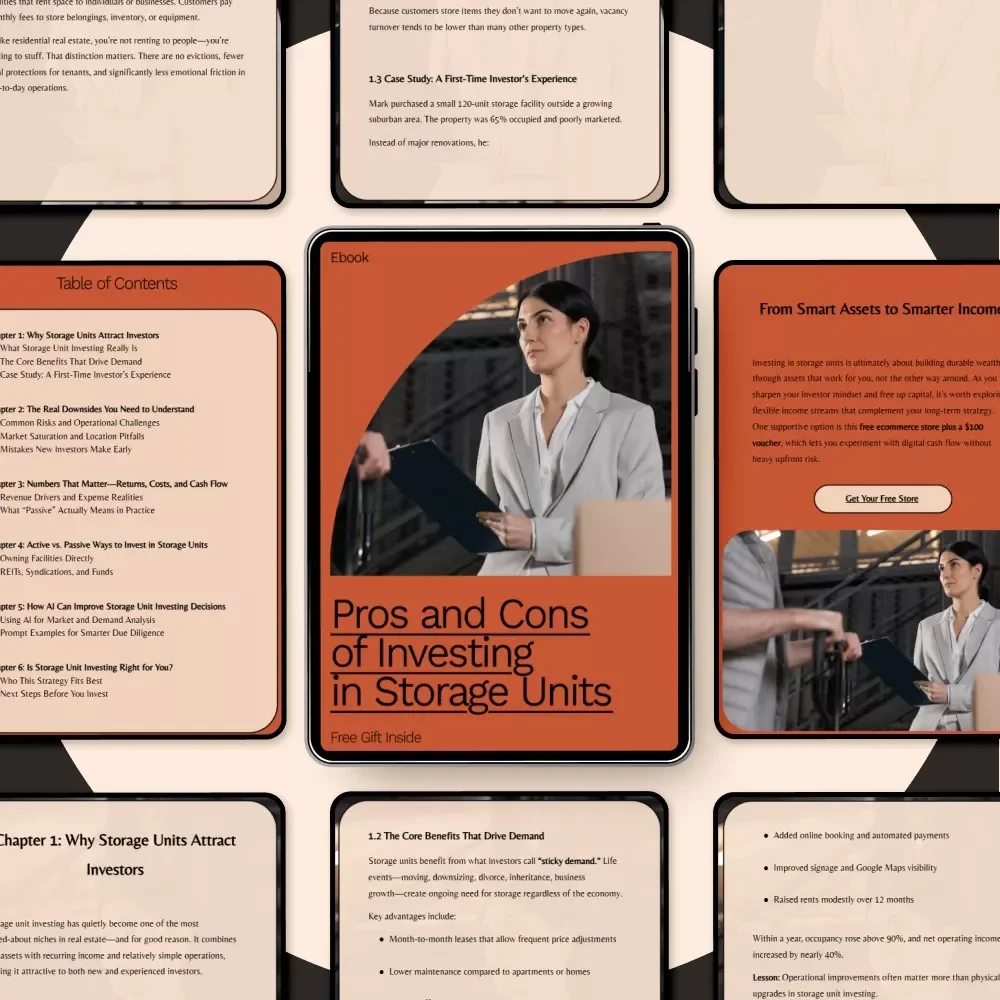 Pros and Cons of Investing in Storage Units | Smart Investor eBook Guide on investing in storage units pros and cons, Returns, Risks & AI Insights