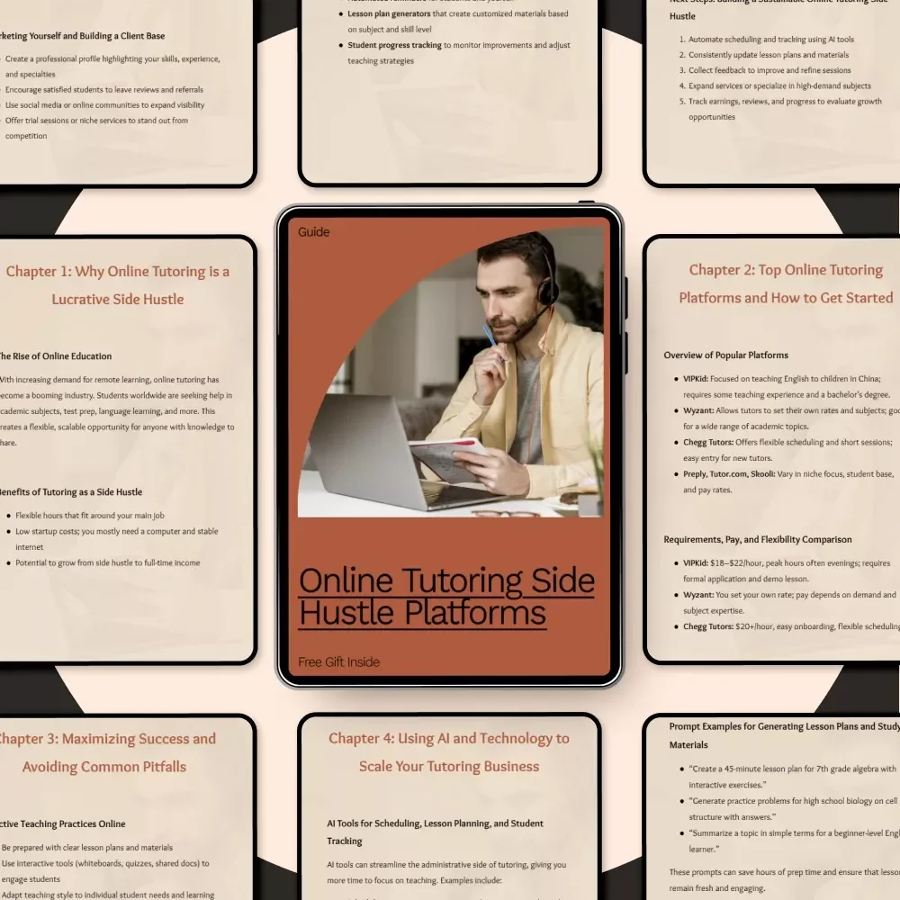 Online Tutoring Side Hustle Platforms – Step-by-Step Guide to Profitable Online Tutoring, Flexible Income, Teaching from Home