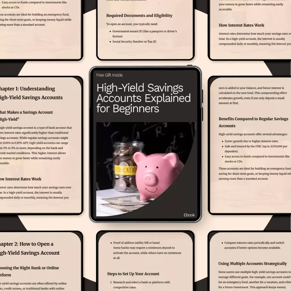 High-Yield Savings Accounts Explained for Beginners | Digital Download eBook | Learn What Is a High Yield Savings Account & How to Grow Your Savings Fast