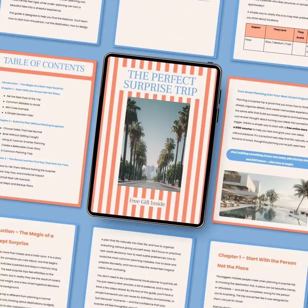 The Perfect Surprise Trip – A Step-by-Step Guide on how to plan a surprise trip for someone | Digital Travel Planning Guide