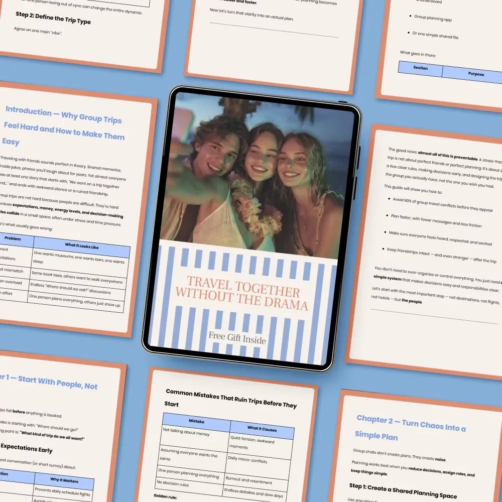 Travel Together Without the Drama – A Practical Group Travel Guide on how to plan a trip with friends without stress | Digital Download