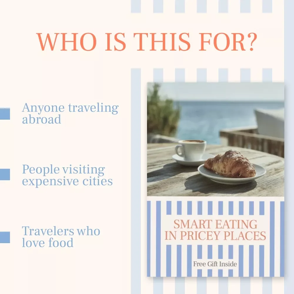 Smart Eating in Pricey Places – Travel Food Budget Guide | How to Eat Cheap While Traveling in Expensive Cities | Digital Download