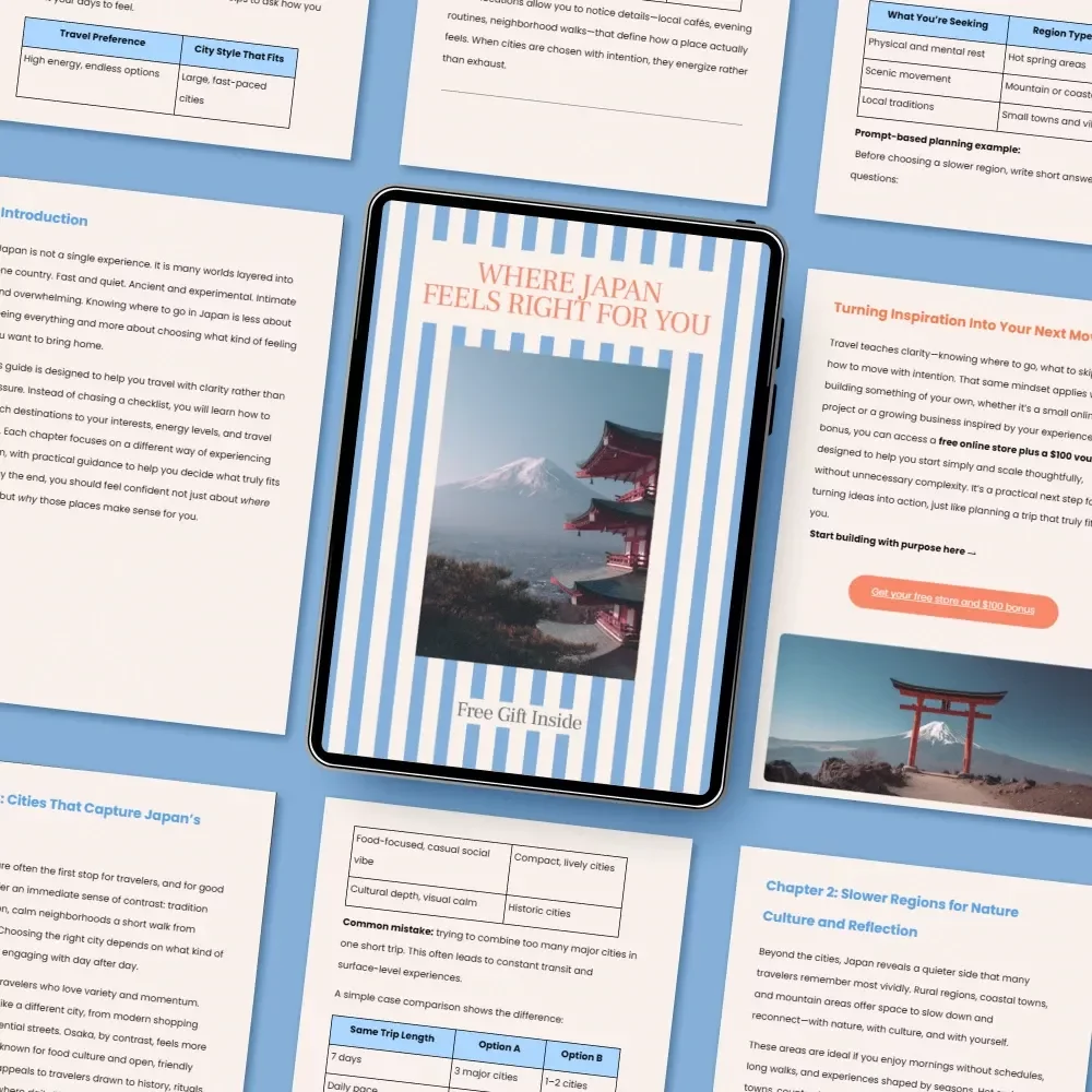 Where Japan Feels Right for You | Digital Travel Guide for Thoughtful Planning, Personal Routes & Clarity on where to go in japan