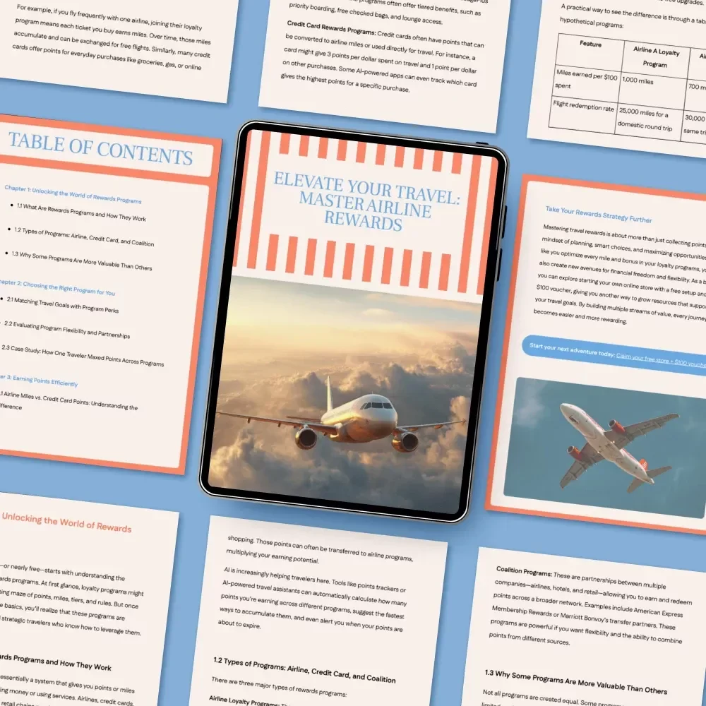 Elevate Your Travel: Master Airline Rewards | Smart Guide to the best rewards programs for free flights | Digital eBook Download