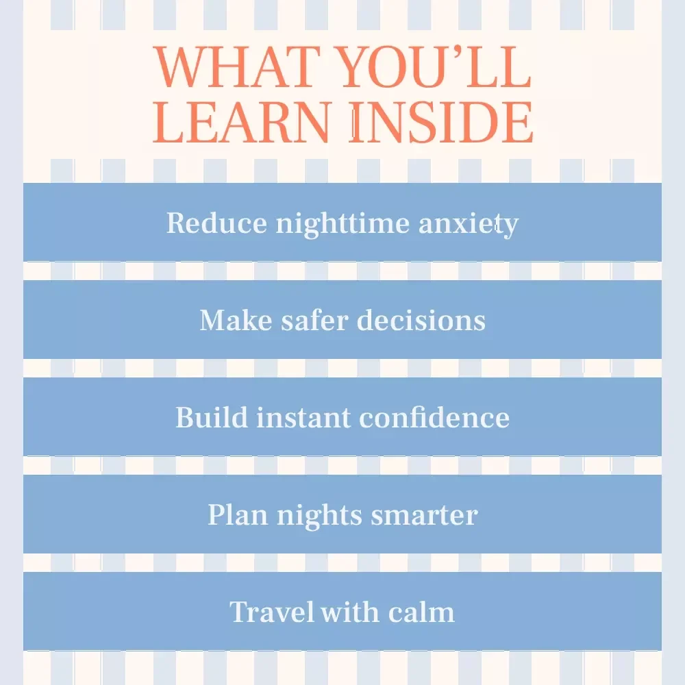 Feeling Safe While Traveling Solo at Night | Practical Solo Travel Safety Tips for Nighttime | Confidence-Building Travel Safety eBook
