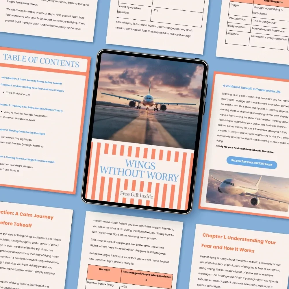 Wings Without Worry – A Practical Guide on how to overcome fear of flying | Calm Flight Anxiety Support Digital Download
