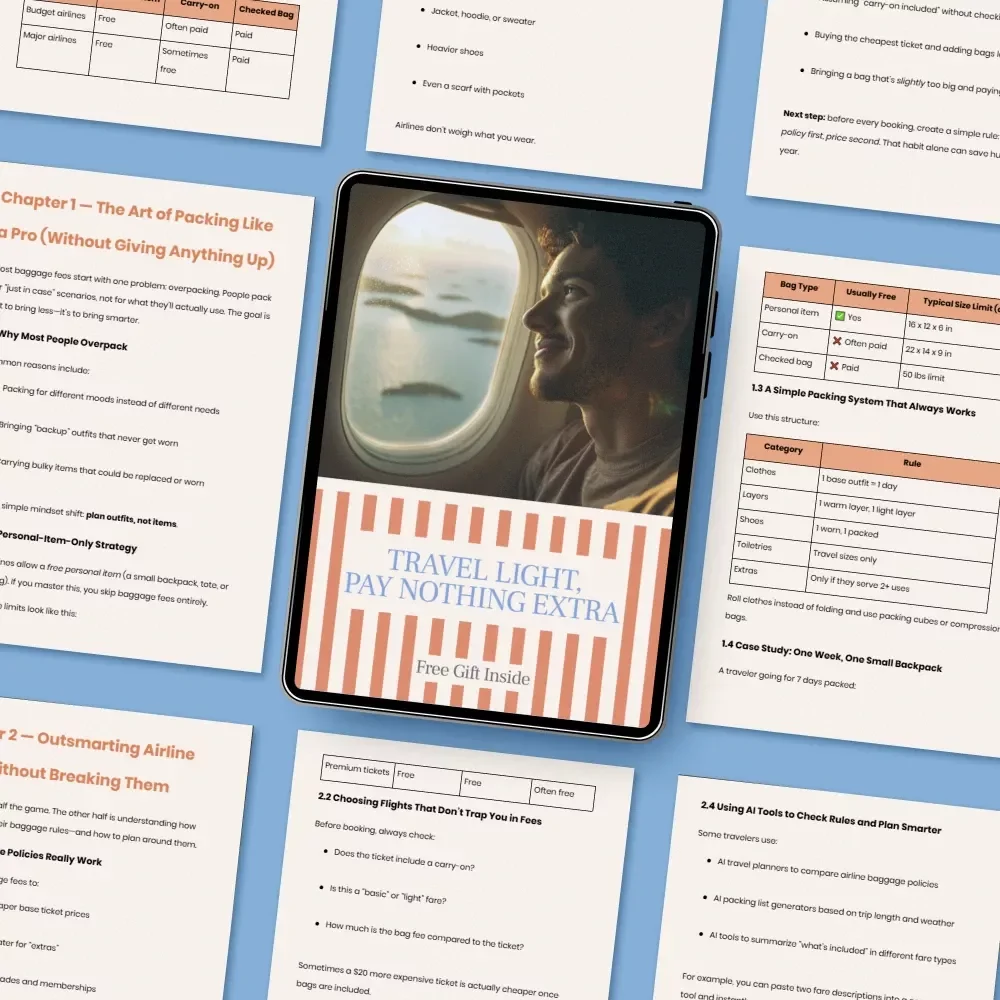 Travel Light, Pay Nothing Extra — Smart Airline Packing Guide for how to avoid paying baggage fees on airlines | Digital Download