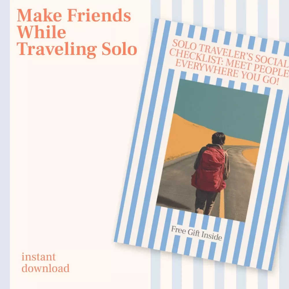 Solo Traveler’s Social Checklist: Meet People Everywhere You Go – Printable Travel Checklist, How to Meet People While Traveling Alone Checklist, Solo Travel Essentials PDF