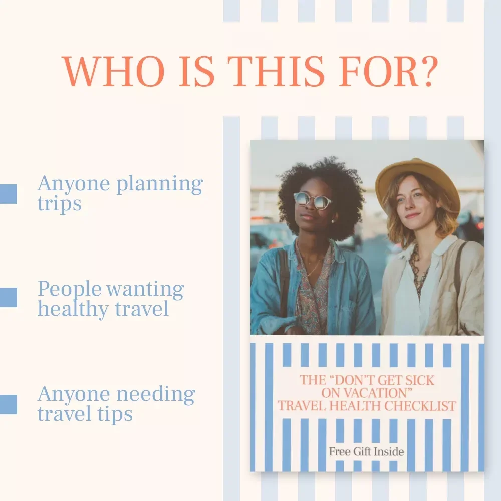 The “Don’t Get Sick on Vacation” Travel Health Checklist – How to Stay Healthy and Avoid Getting Sick Traveling | Digital Download Guide