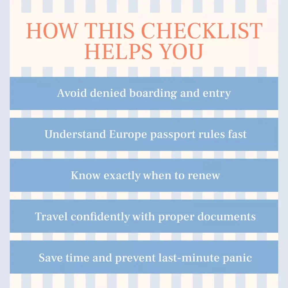 The Six-Month Passport Rule Without the Panic | Europe Travel Checklist | six month passport rule for europe explained | Printable & Digital Download