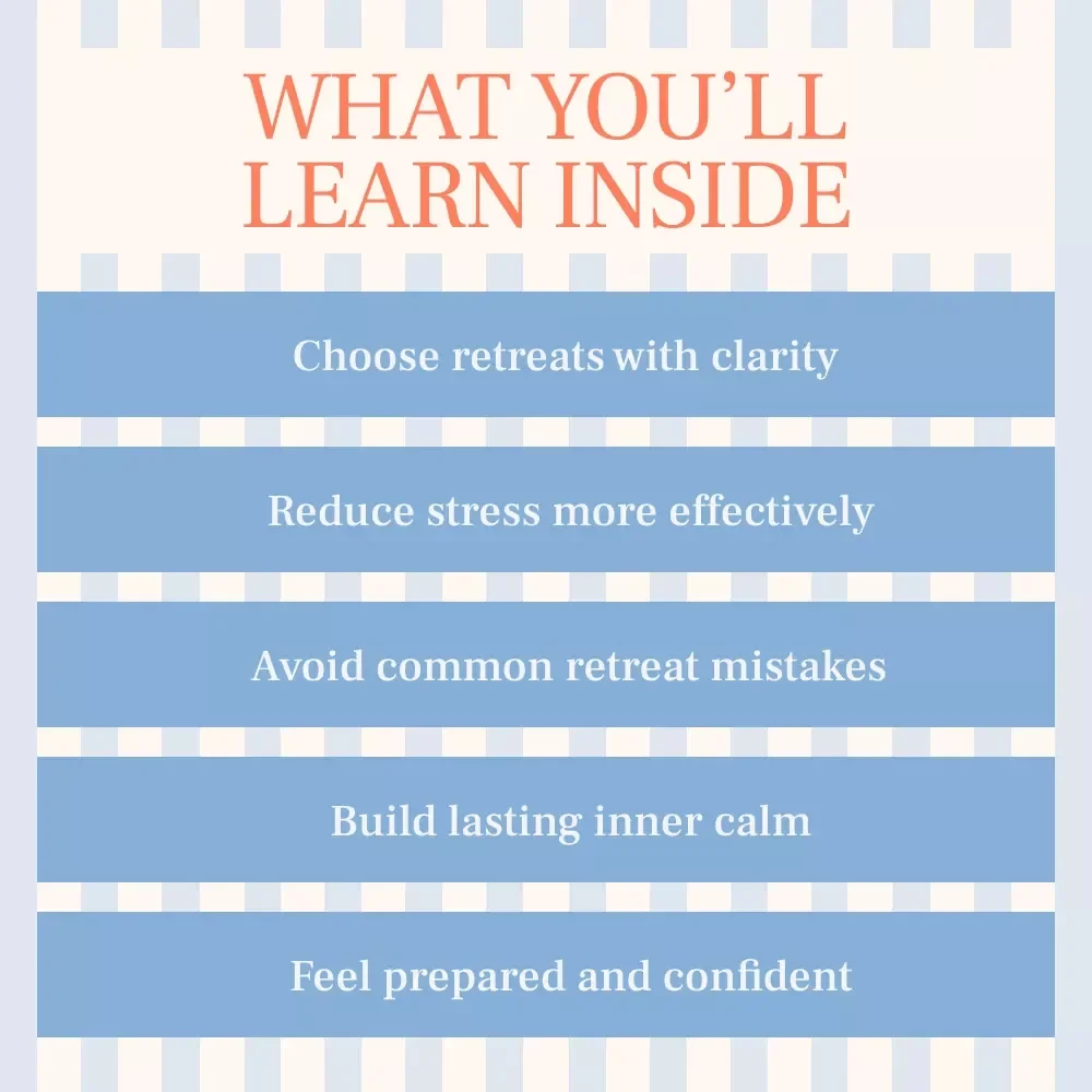 Finding Stillness When Life Feels Too Loud – A Gentle Guide to Meditation Retreats for Stress Relief, Clarity, and Inner Calm | Digital eBook Download