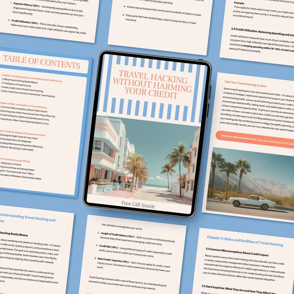 Travel Hacking Without Harming Your Credit | Smart Rewards Guide Answering “is travel hacking safe for my credit score” | Beginner-Friendly eBook for Safe Points & Miles