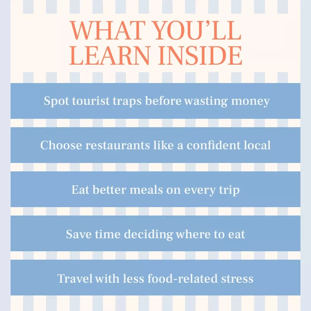 Eat Like You Belong There – Travel Food Guide on How to Avoid Tourist Trap Restaurants | Eat Like a Local Anywhere Digital Download