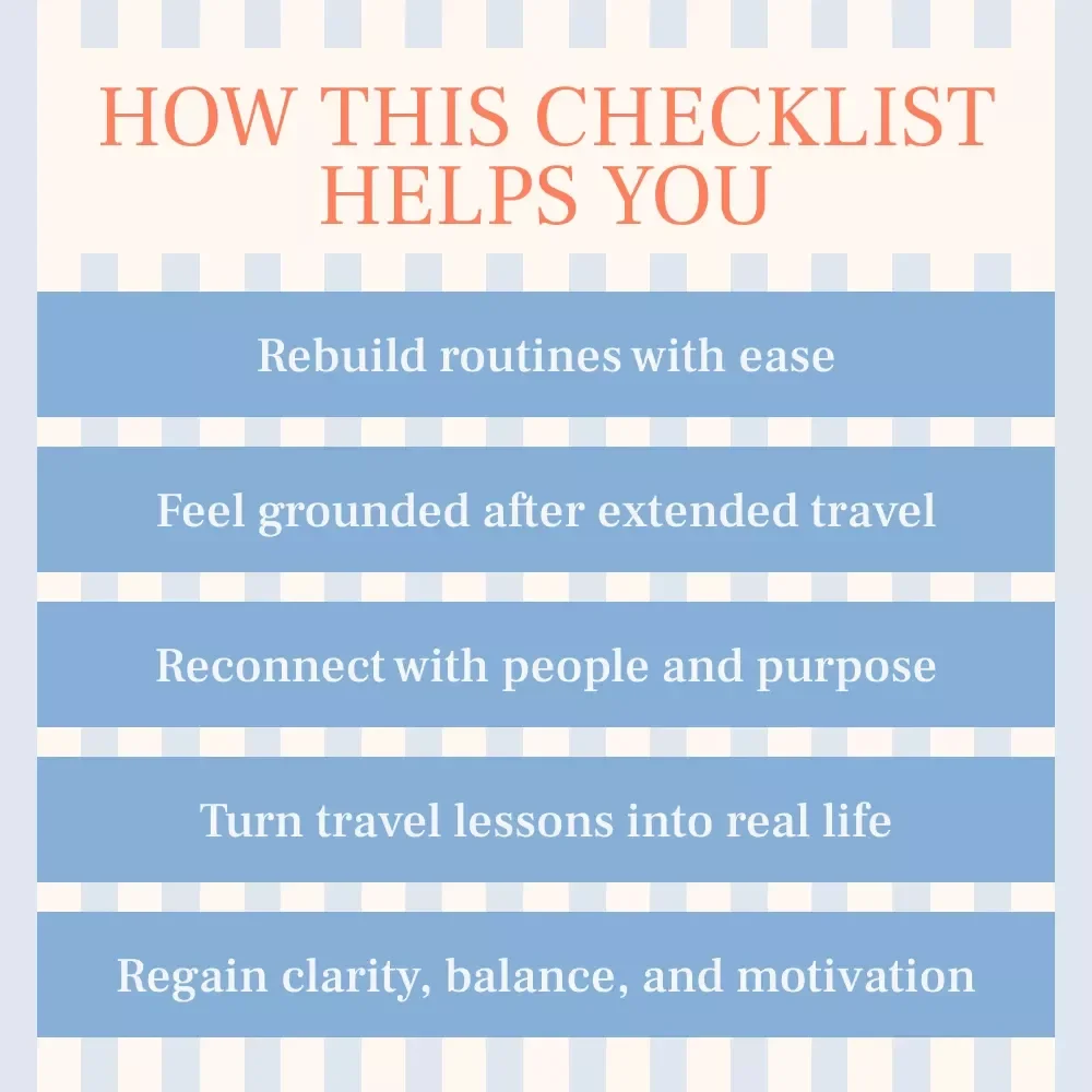 Adjusting to Real Life After Long-Term Travel | Digital Guide for Post-Travel Transition, Routine Reset & Reentry Mindset